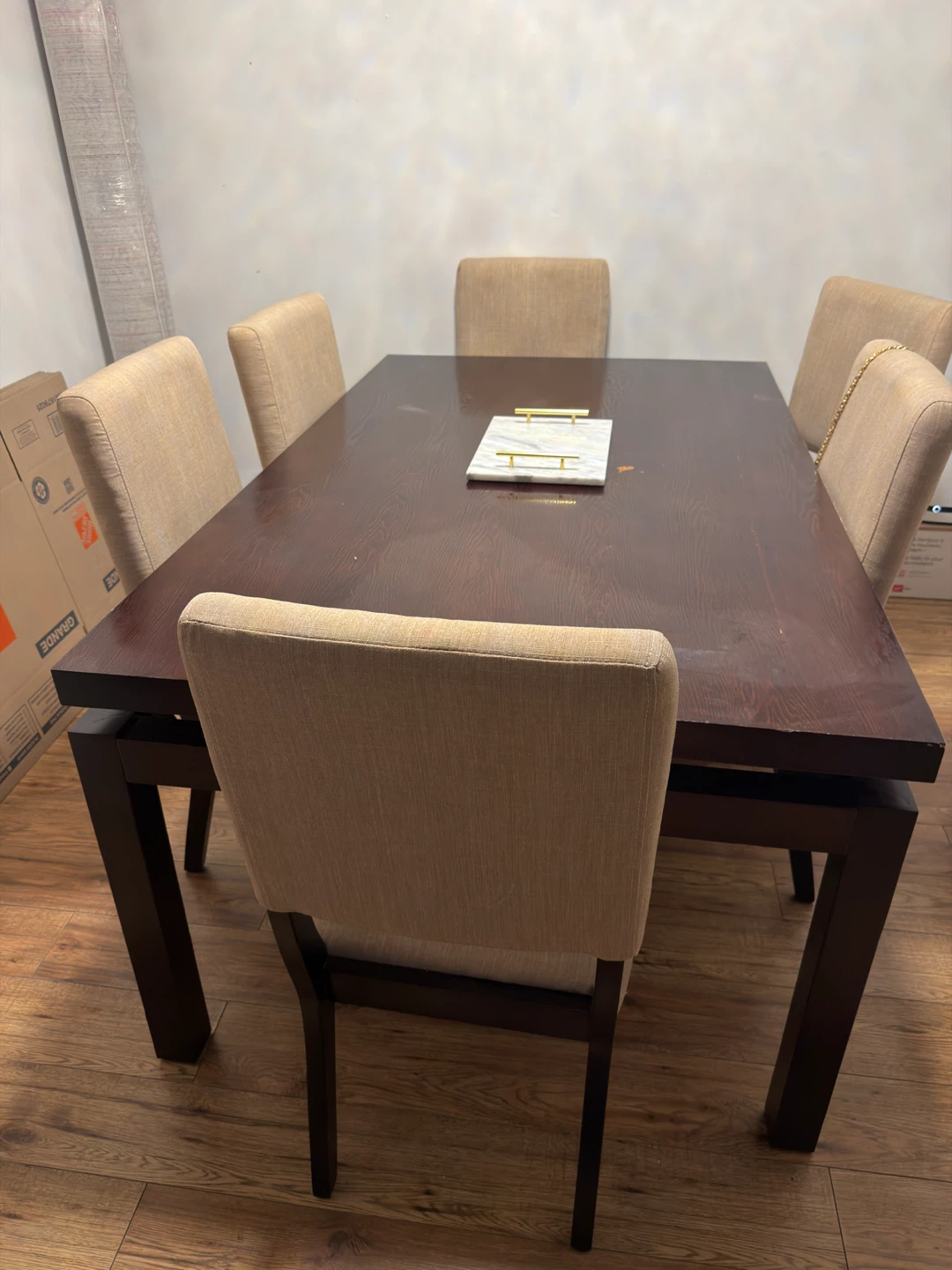 Dark Wood Dining Table with 6 Chairs - photo 5