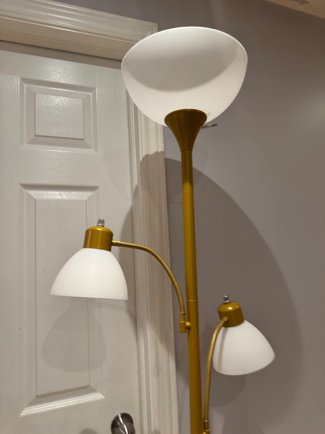3-Light Brass Floor Lamp with Frosted Glass Shades - photo 2