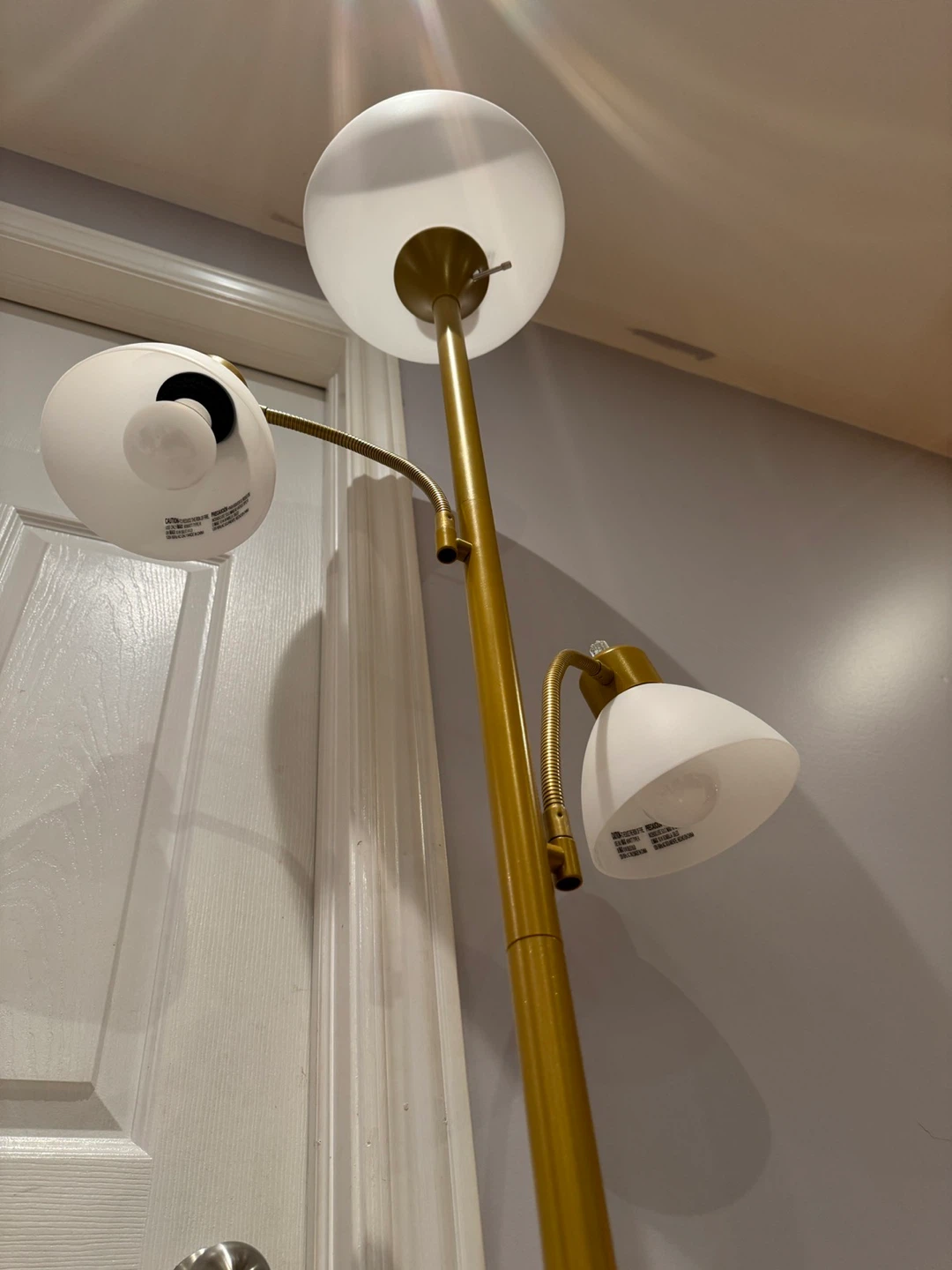 3-Light Brass Floor Lamp with Frosted Glass Shades - photo 5