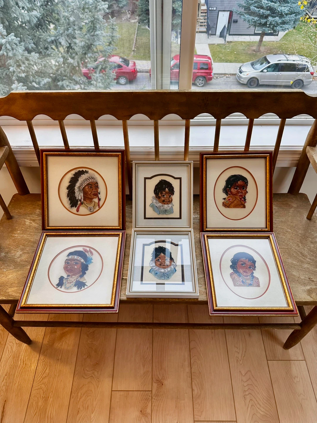 Vintage 1960s Mid-Century Indigenous Petit Point Art - Set of 6