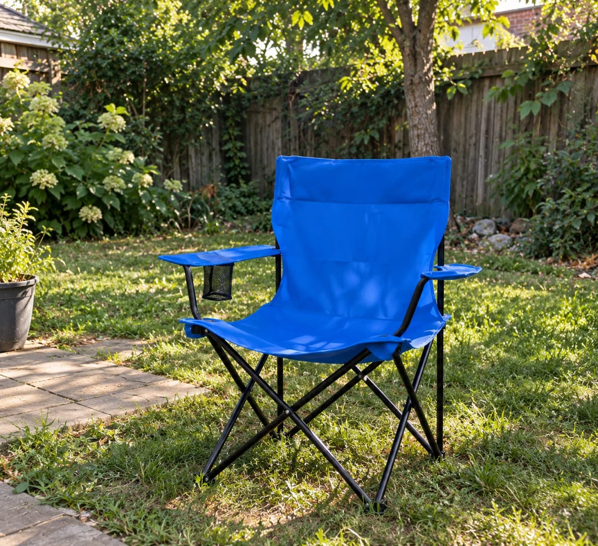 Blue folding outdoor camping chair