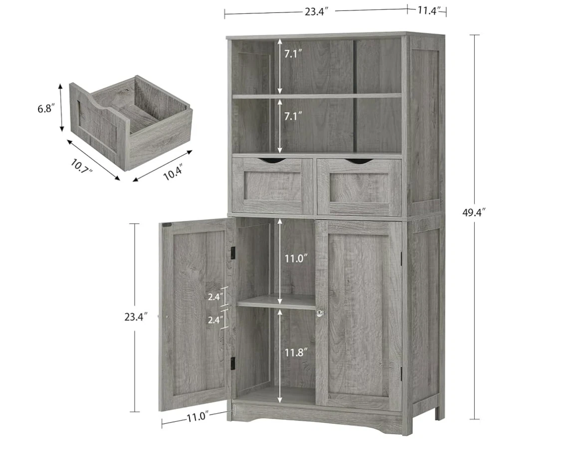 Grey storage cabinet with drawers - photo 3