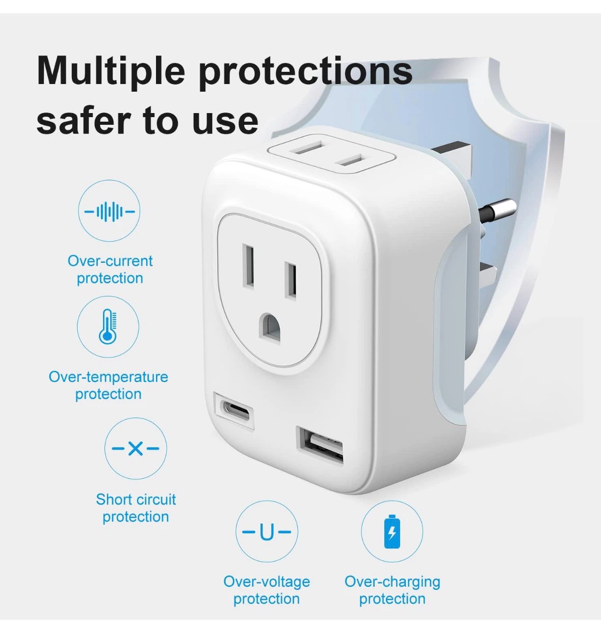 Travel Plug Adapter for type G plug UK to CAN - photo 2