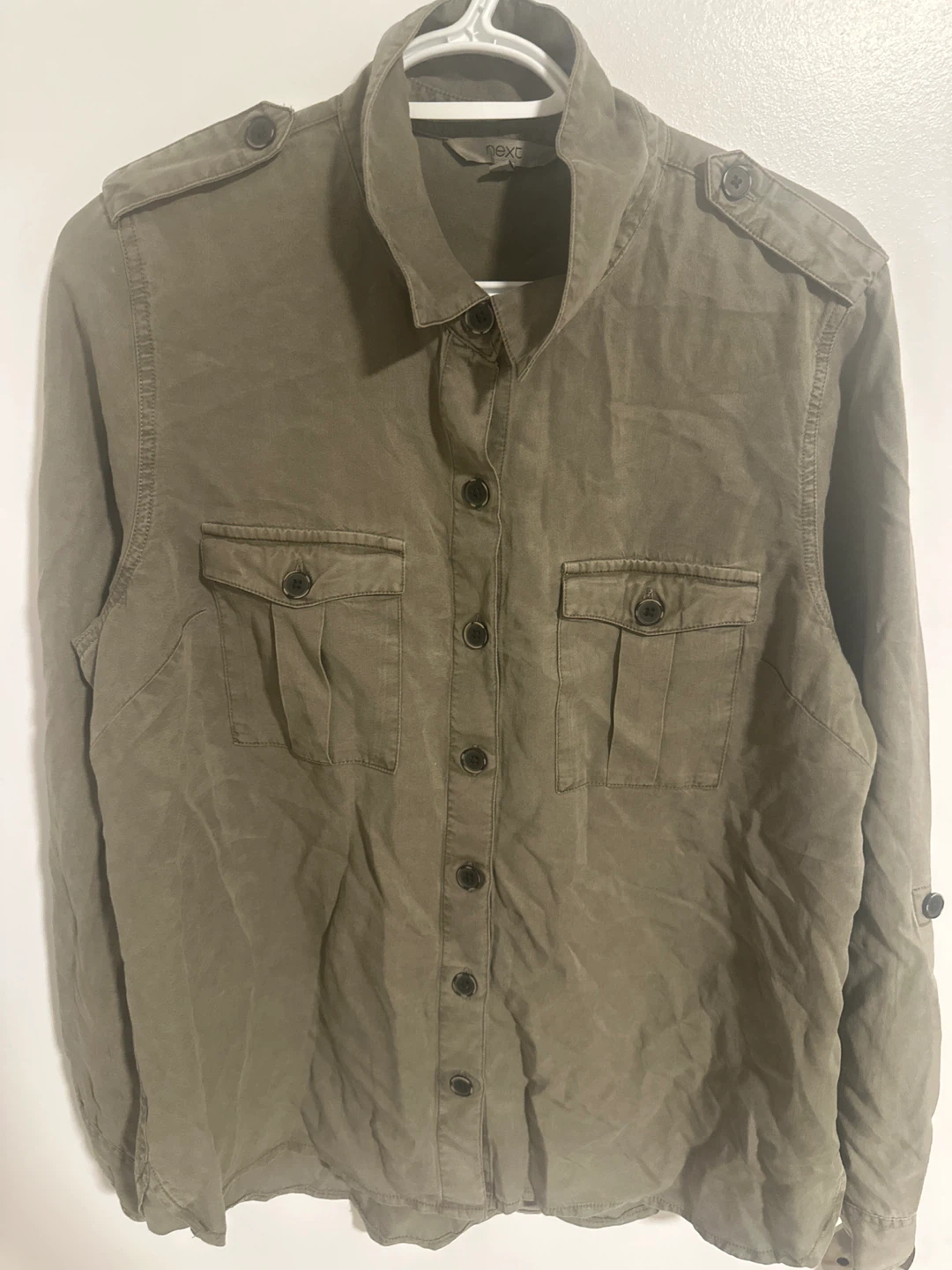 Next Olive Green Utility Shirt Size 16