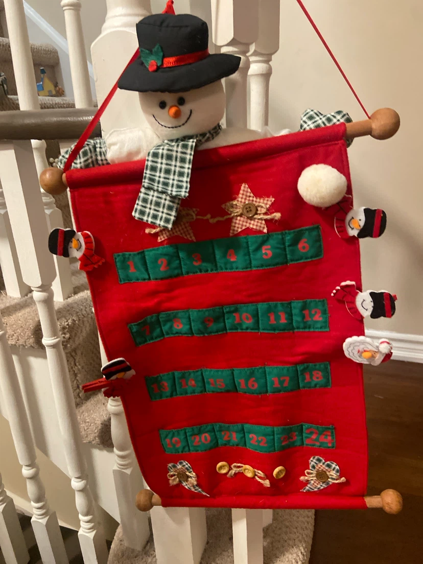 Fabric Christmas Advent Calendar with Snowman