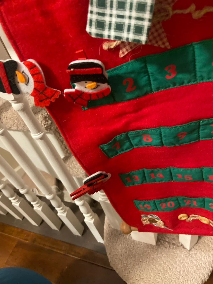 Fabric Christmas Advent Calendar with Snowman - photo 3