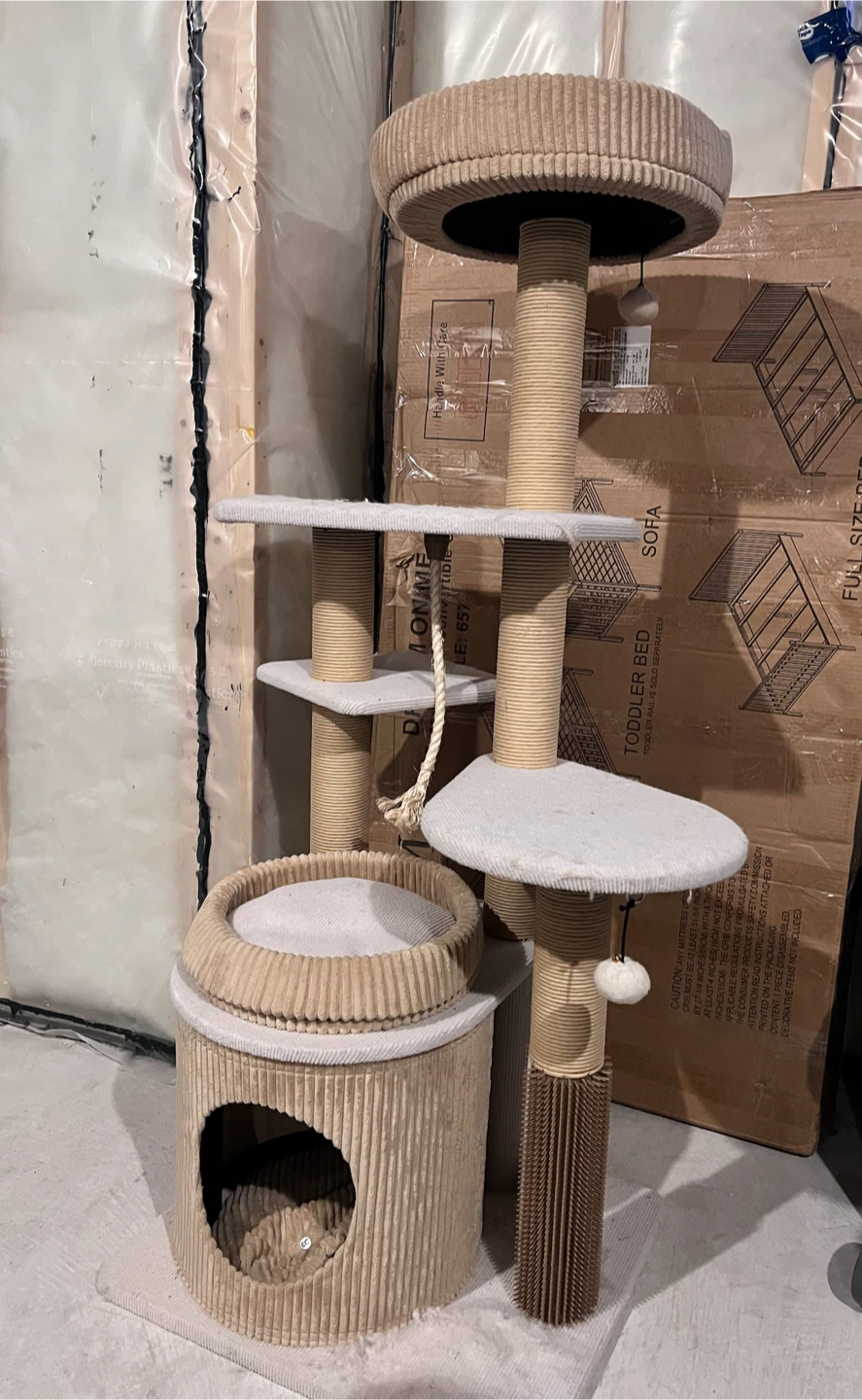 Multi-level cat tree with scratching posts
