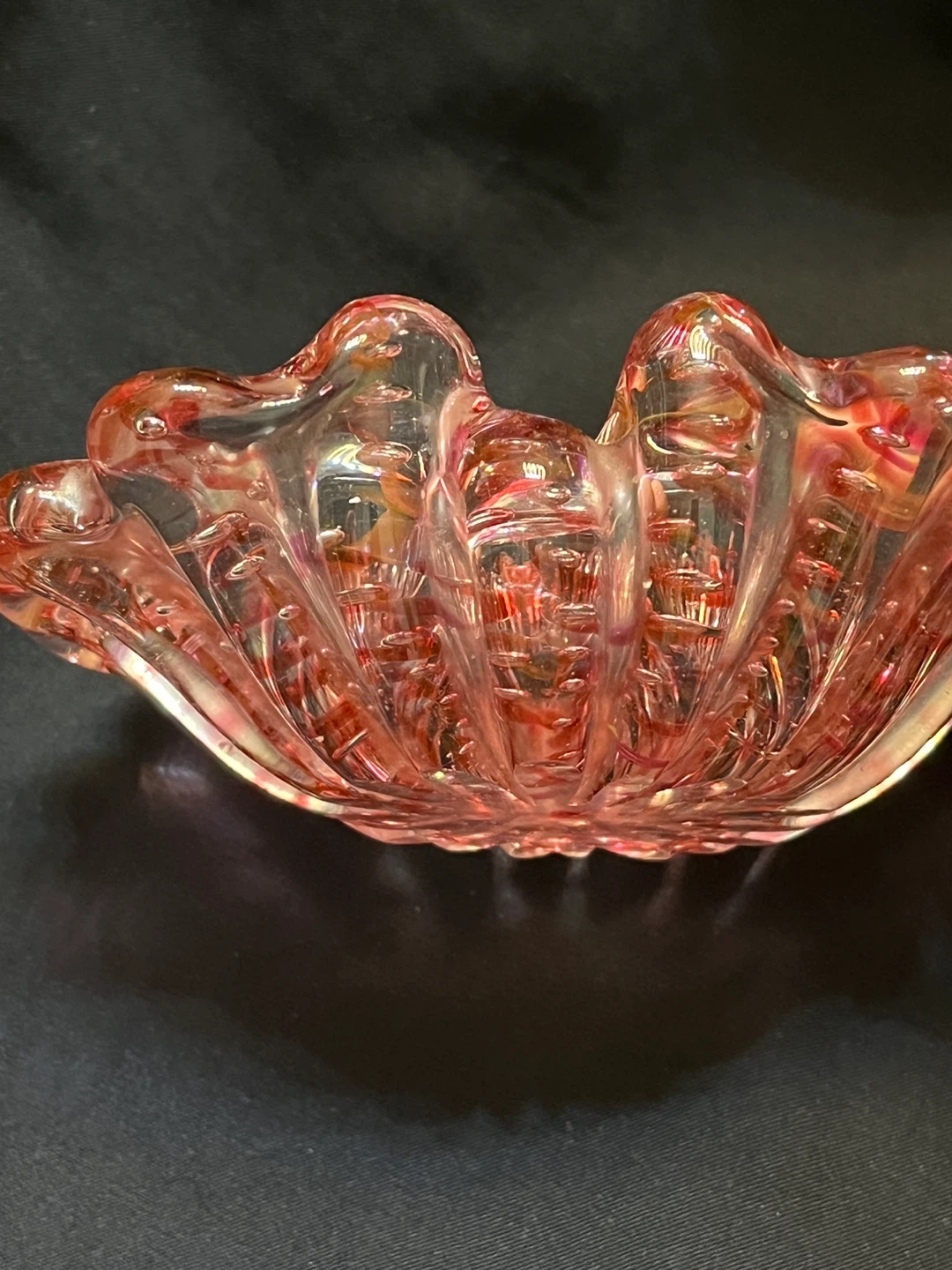 Vintage Pink Controlled Bubble Glass Bowl - photo 4