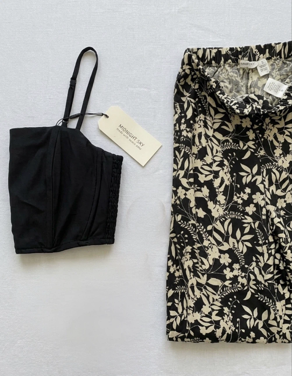 Midnight Sky Floral Crop Top and Pants Set