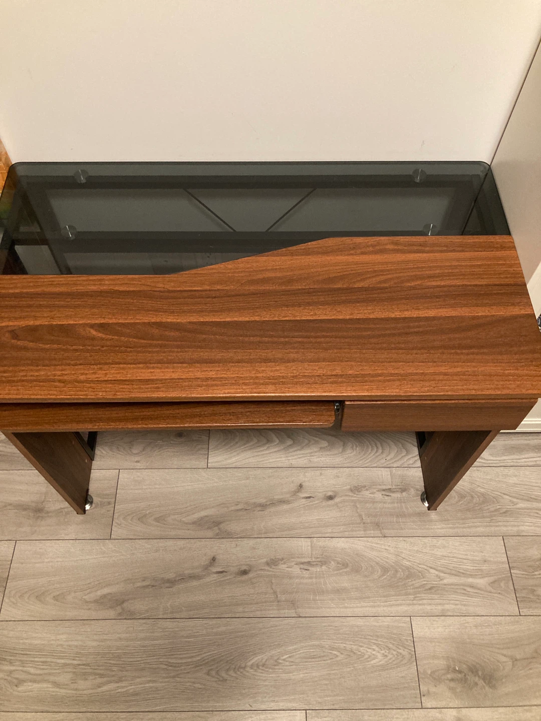 Modern Wood and Glass Writing Desk - photo 2