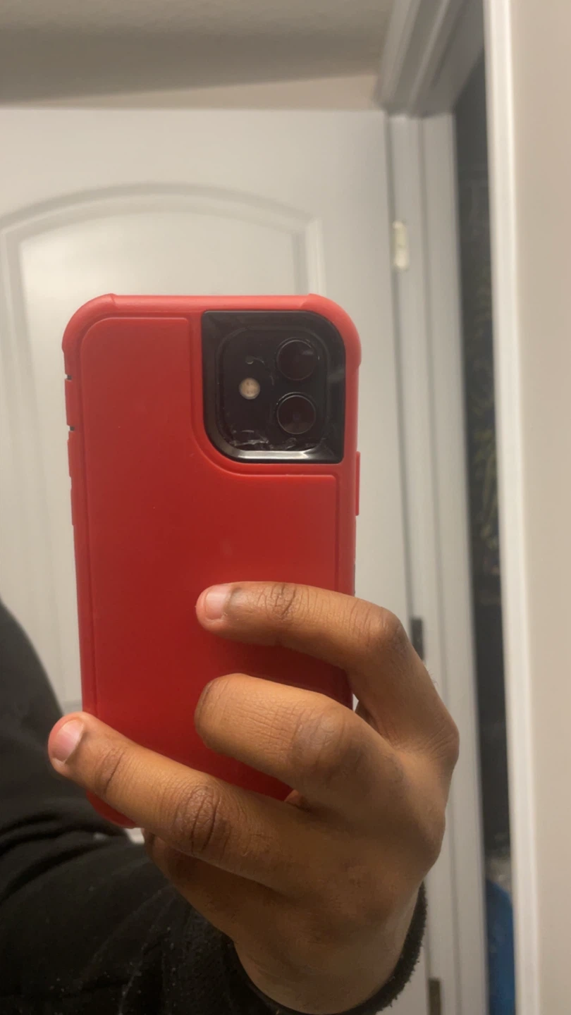 iPhone 12 cracked back.