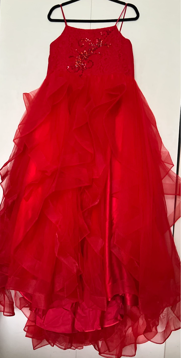 Red Sleeveless Evening Dress with Sequins - photo 4