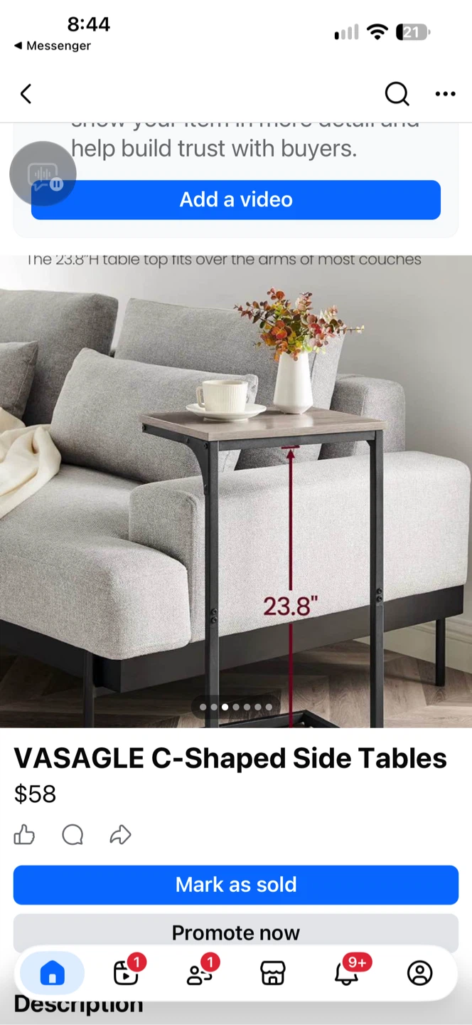 VASAGLE C-Shaped Side Tables - photo 3