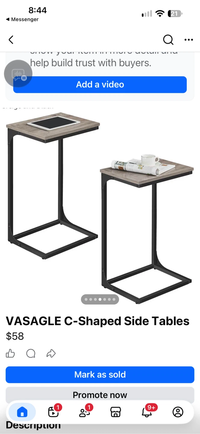 VASAGLE C-Shaped Side Tables - photo 4