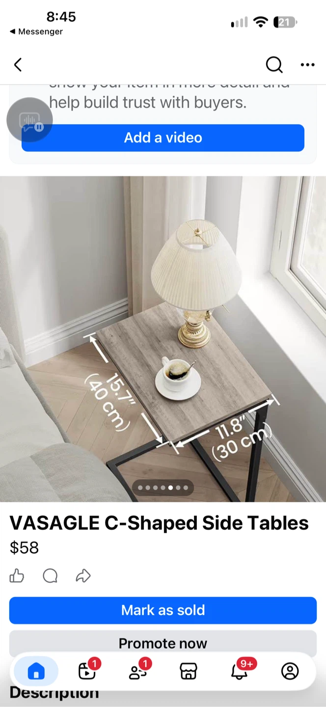 VASAGLE C-Shaped Side Tables - photo 5