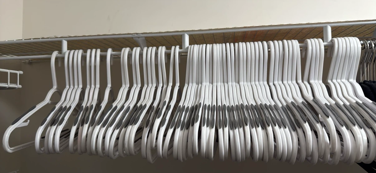 Set of 60 White Plastic Clothing Hangers
