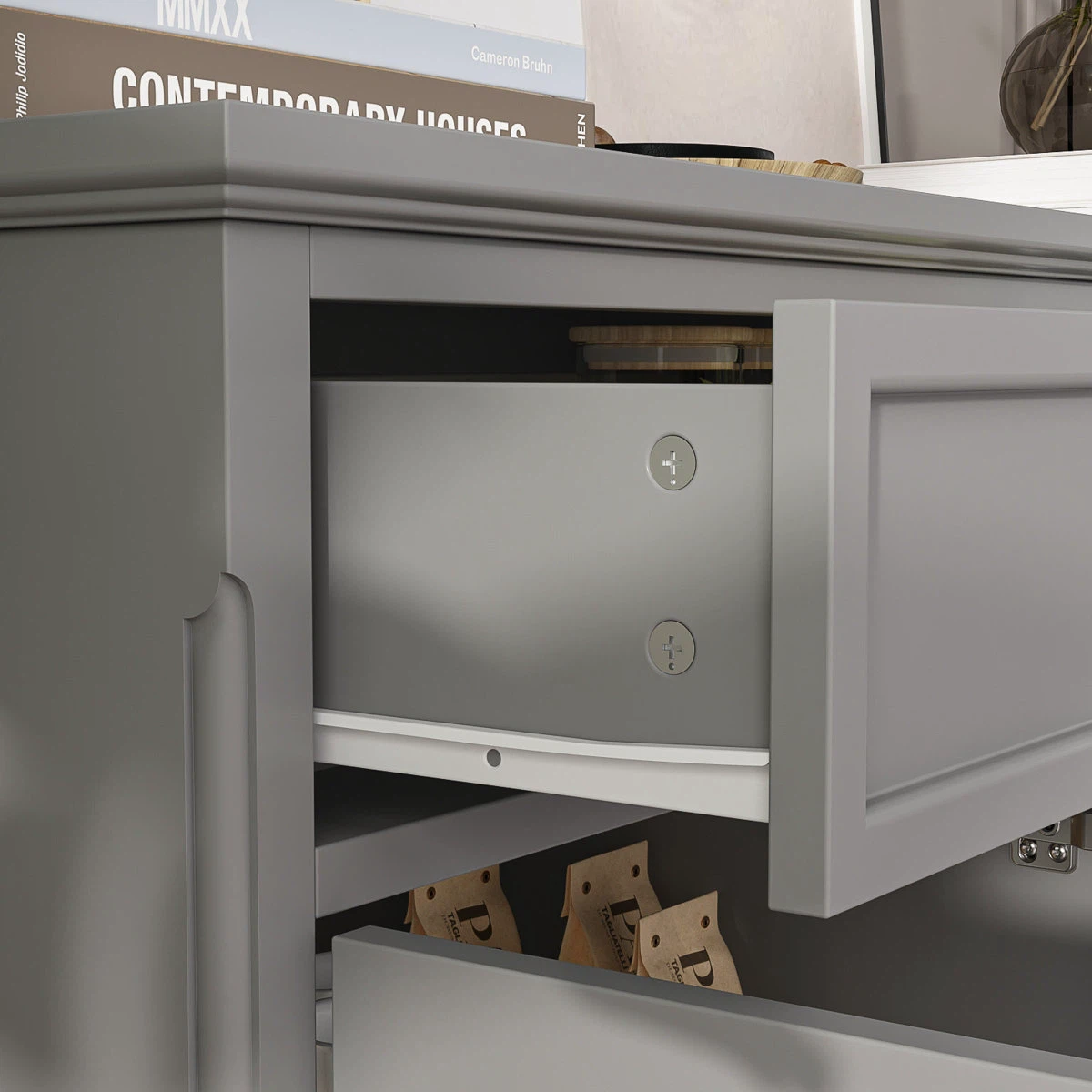 Grey Sideboard Buffet Cabinet with Drawers - photo 4