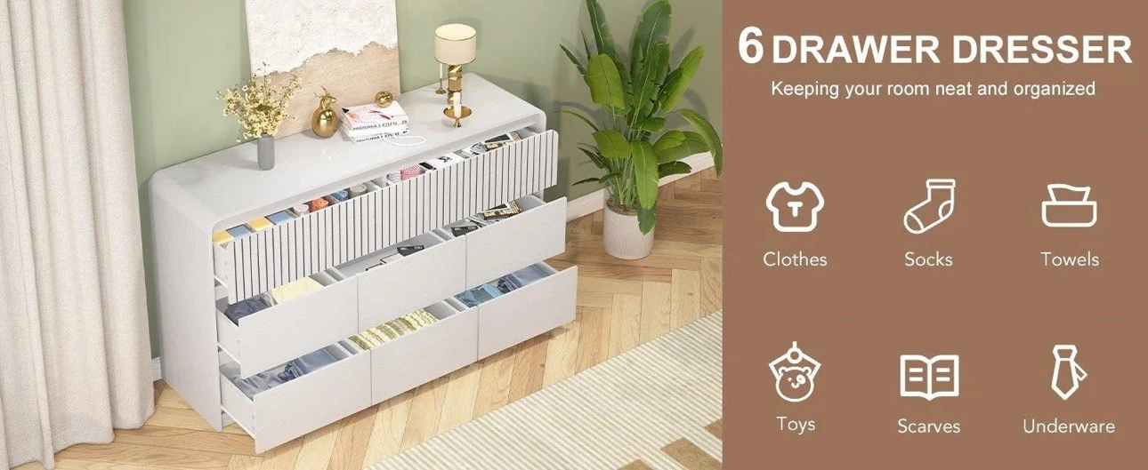 White 6-Drawer Dresser Model LIDR-002 - photo 2