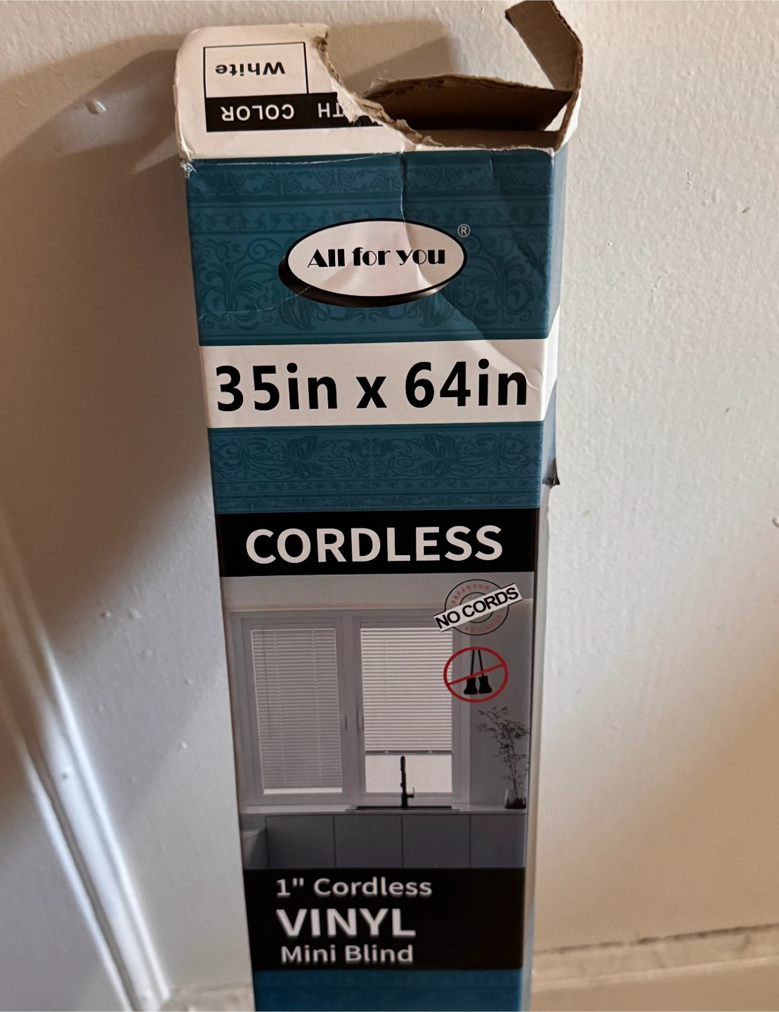 35in x 64in Cordless Vinyl Mini Blind