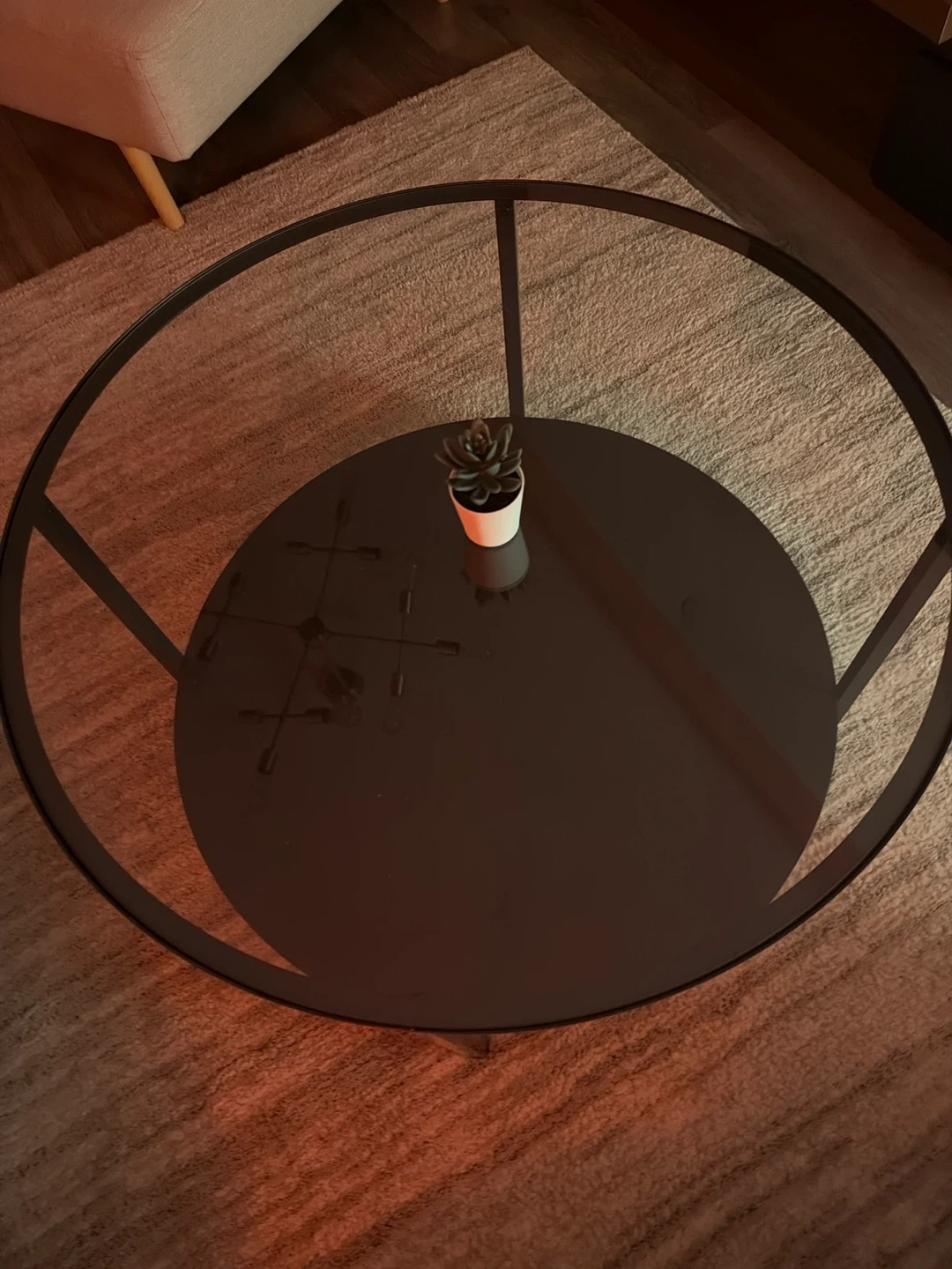 Round Glass Coffee Table with Lower Shelf - photo 2