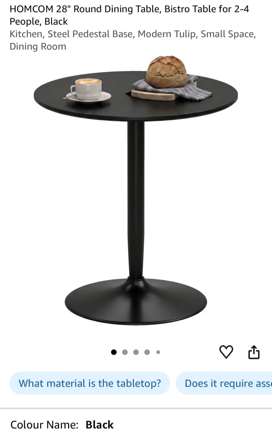 NEW 28" Round Bistro Table, Black
