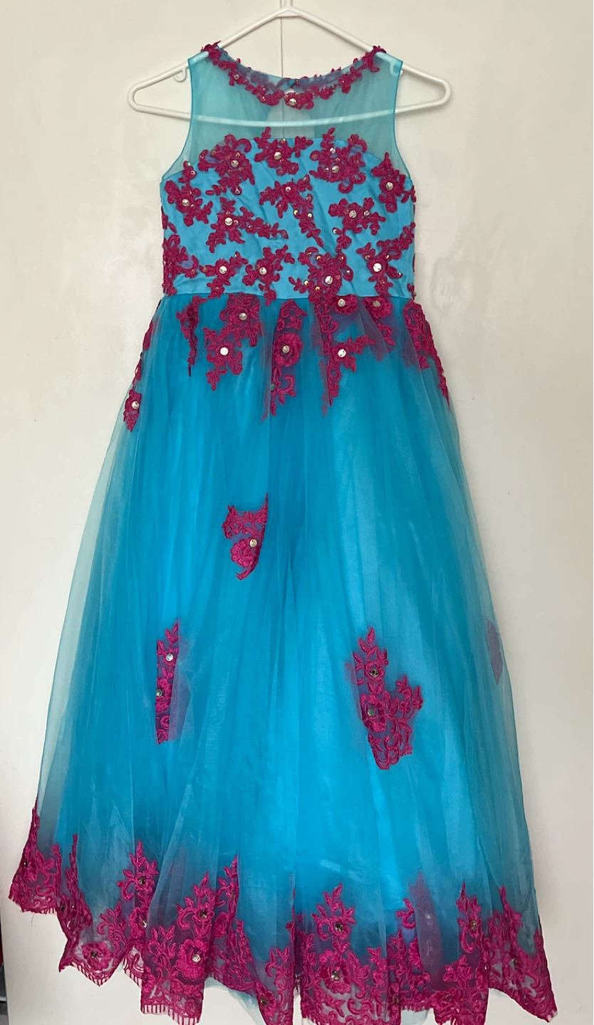 Girls blue and pink formal dress