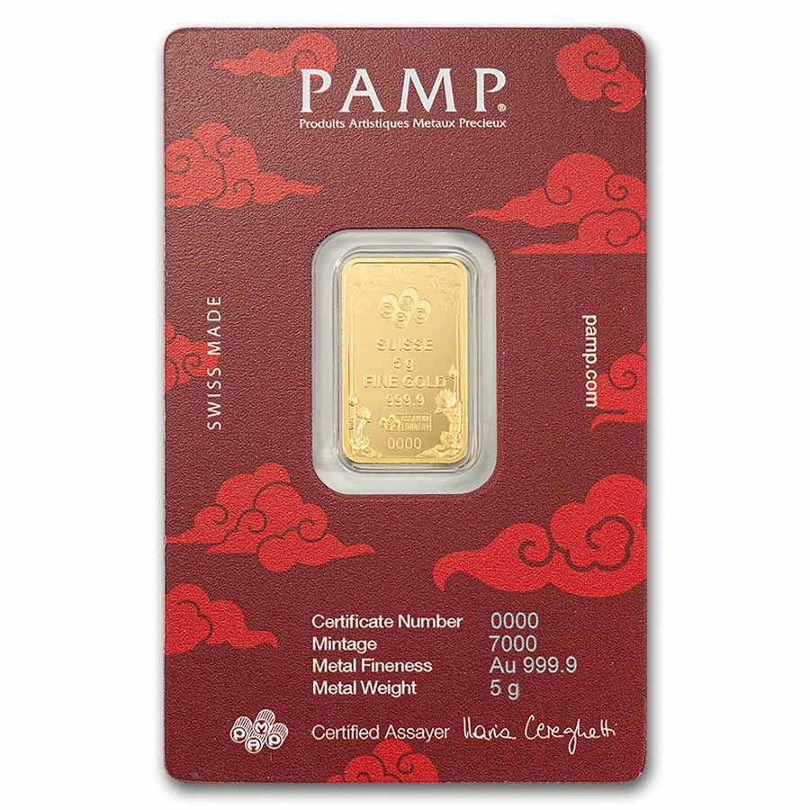 PAMP Suisse 5g Good Luck Dragon Gold Bar - photo 2