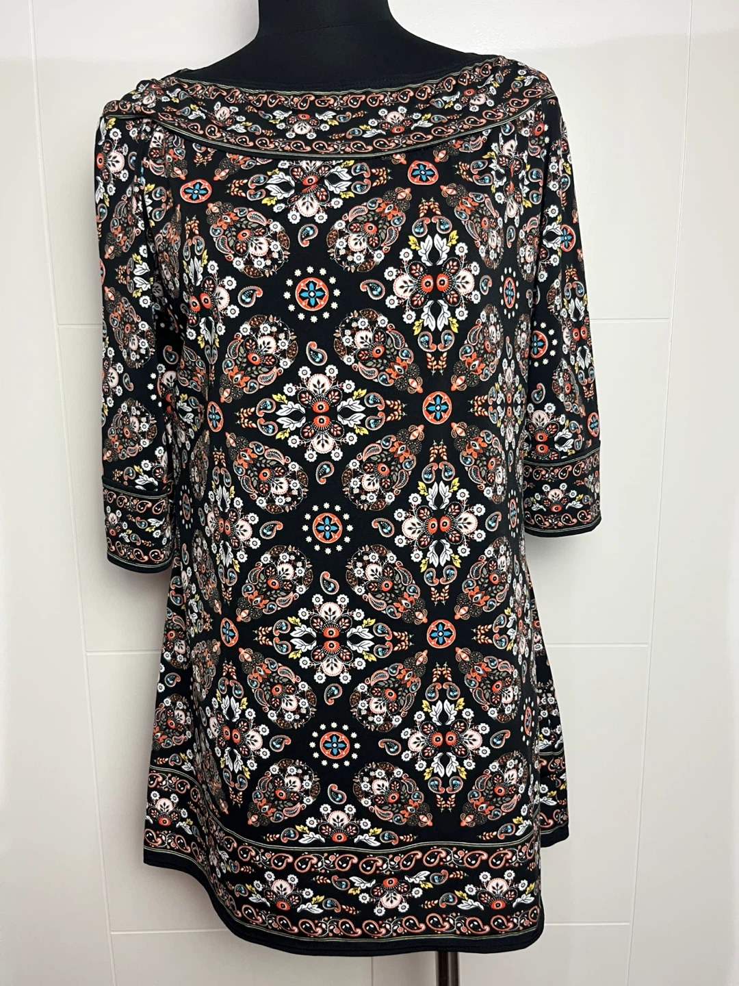 Max Studio Paisley Print tunic top Size M