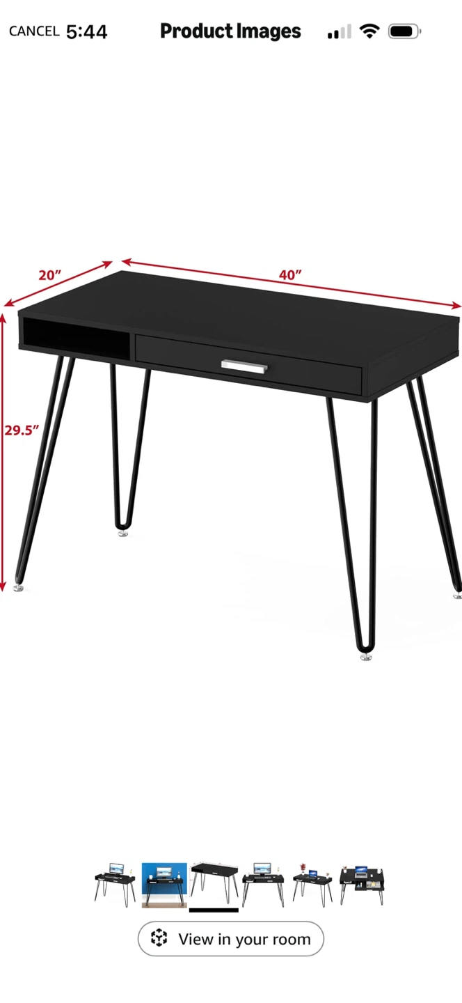 Black Writing Desk with Hairpin Legs - photo 5