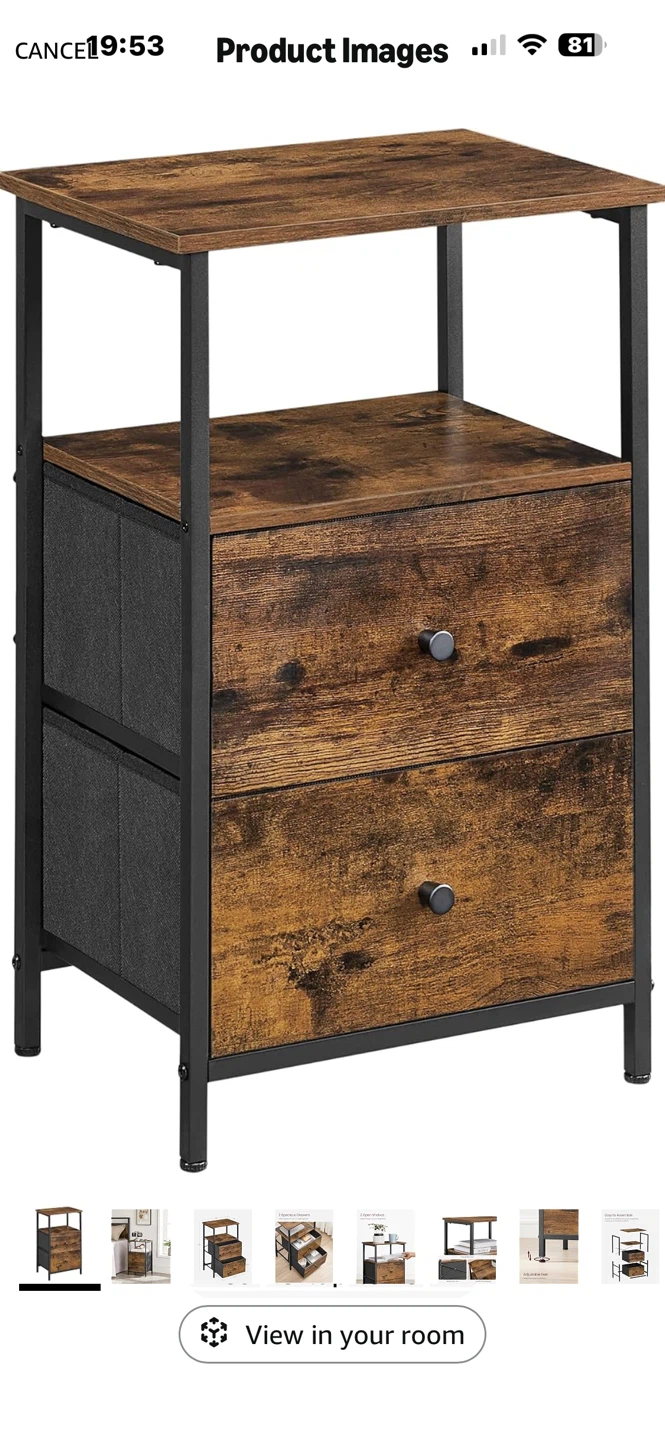 Rustic Industrial Nightstand with Two Drawers - photo 2