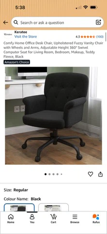 Keratee Black Teddy Fleece Office Chair - photo 4