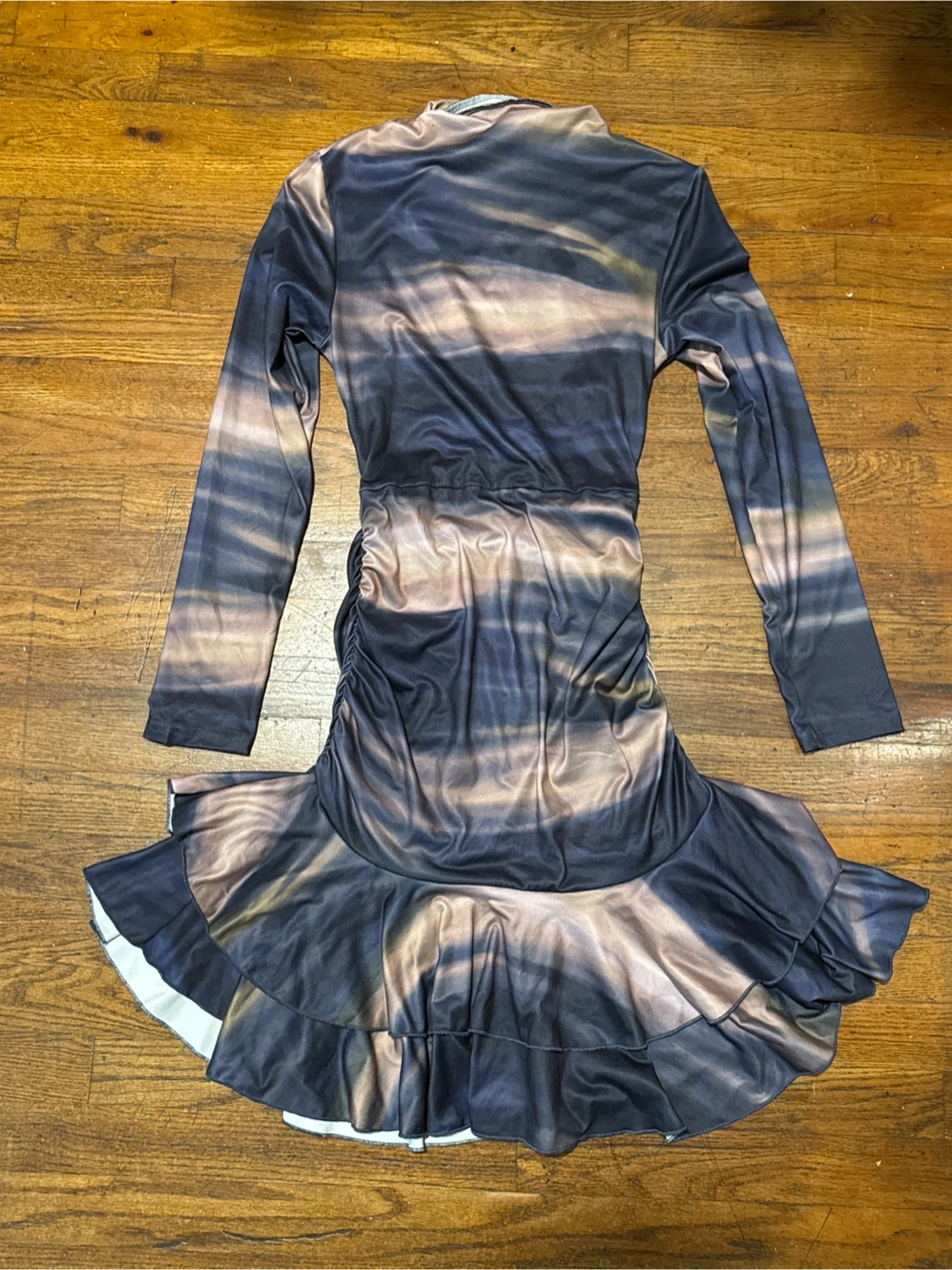Abstract Print Long Sleeve Mini Dress