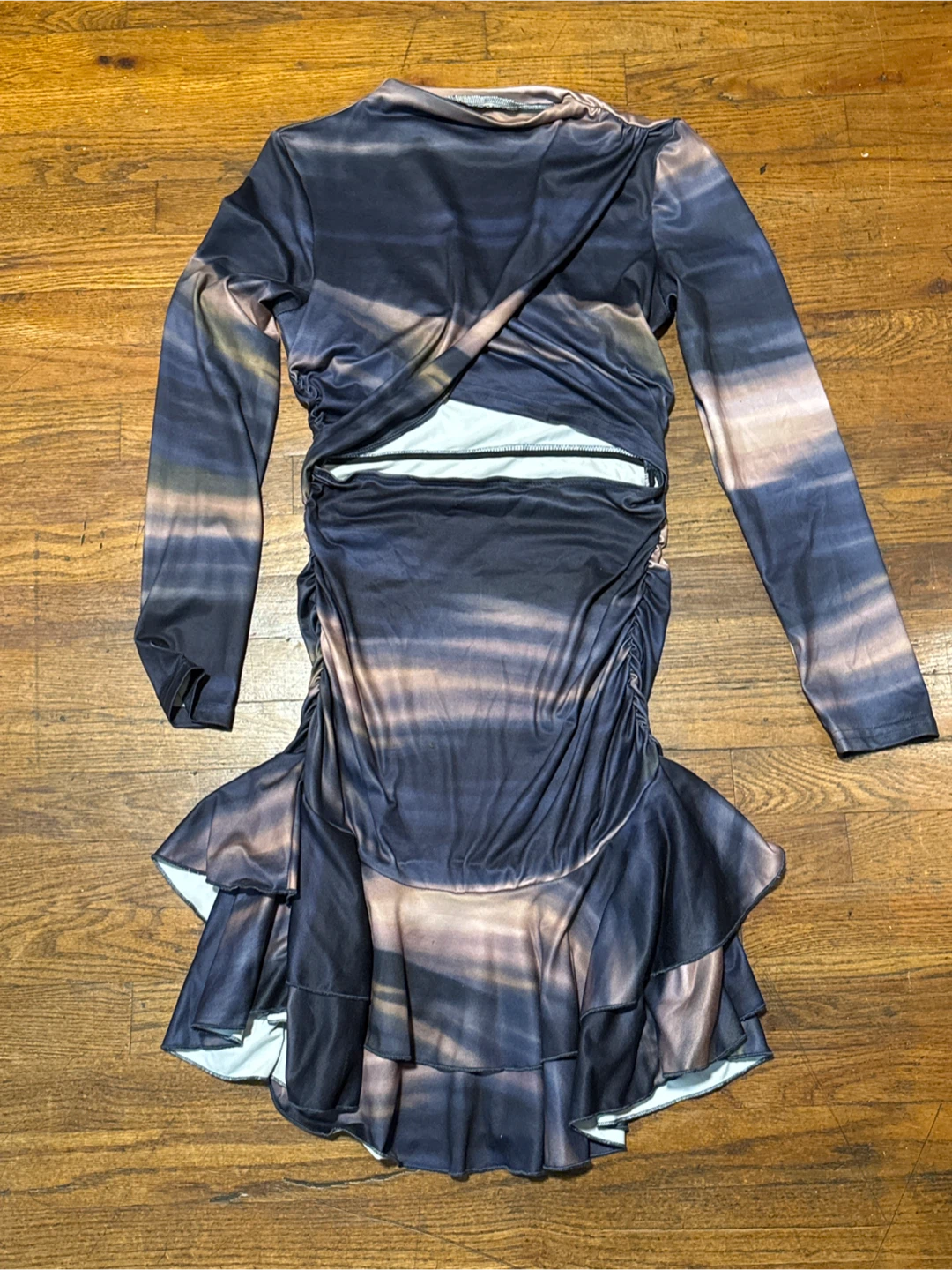 Abstract Print Long Sleeve Mini Dress - photo 2