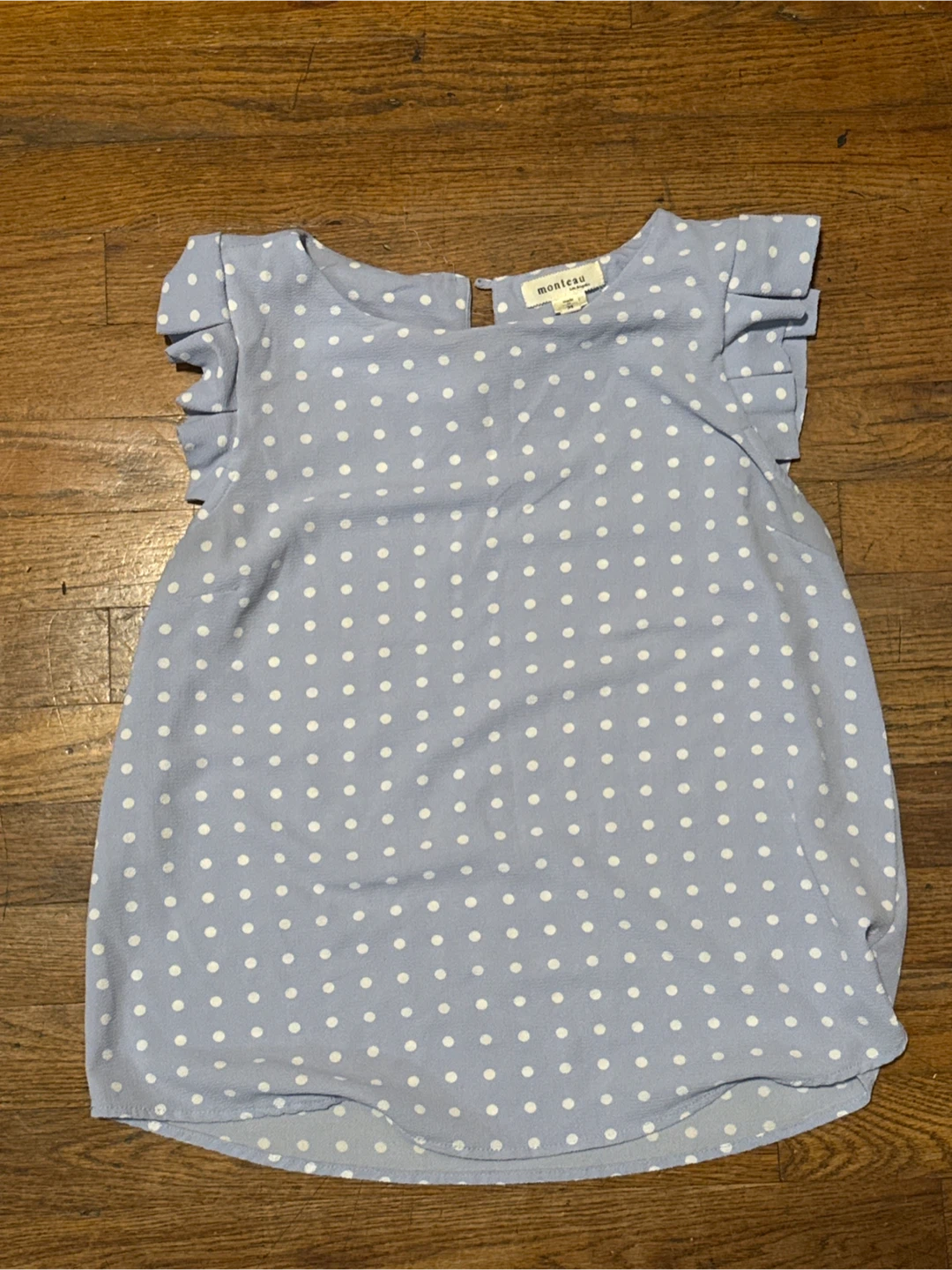 Monteau Polka Dot Ruffle Sleeve Top