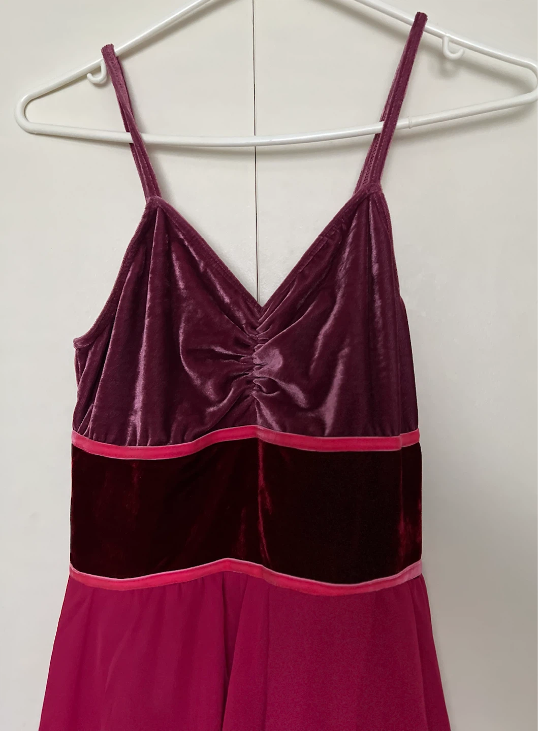 Burgundy and Pink Velvet Dance Dress - photo 2