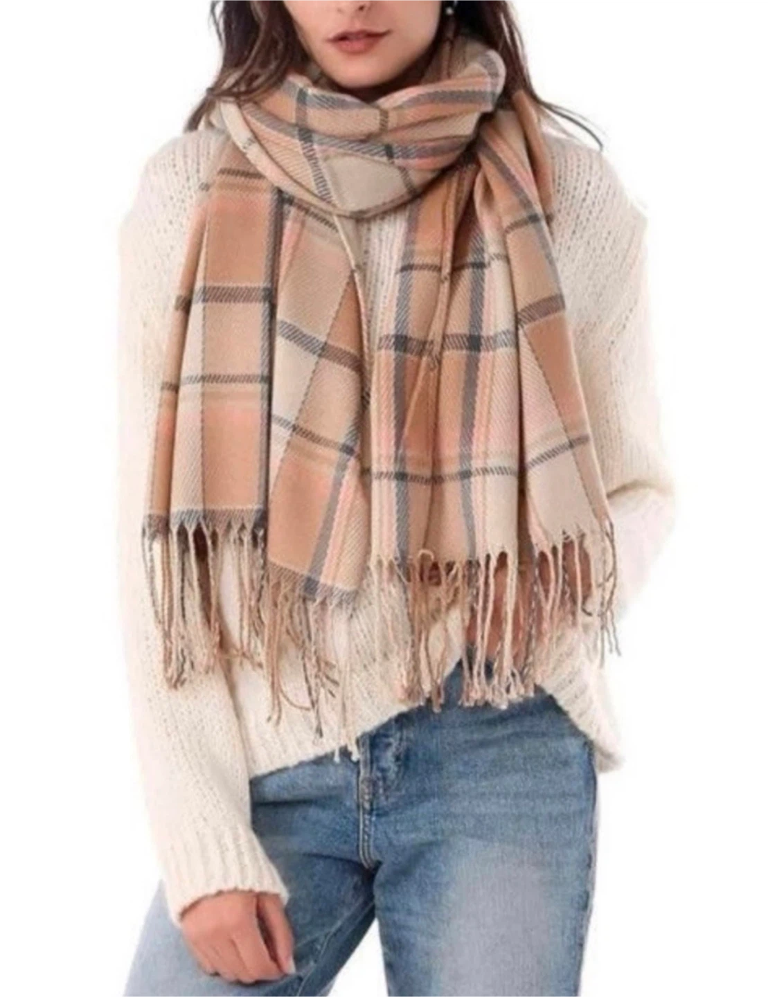 Women’s  soft plaid scarf,new - photo 2