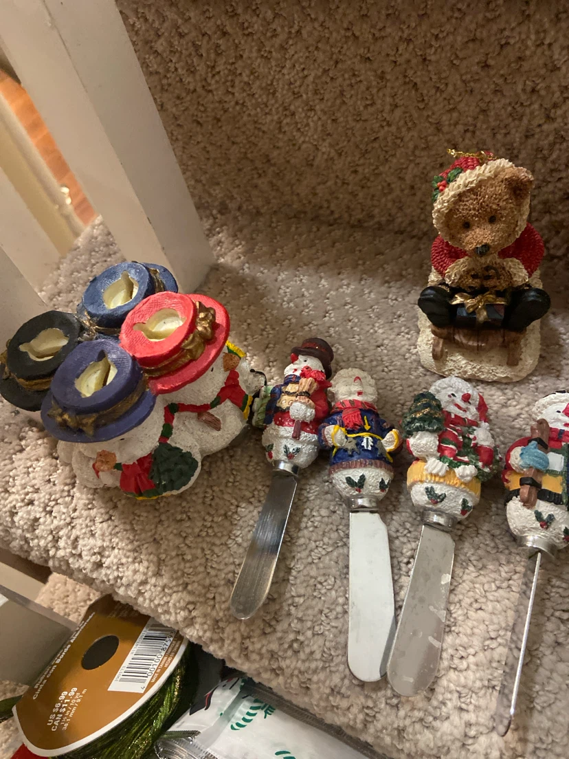 Assorted Christmas Themed Holiday Figurines and Utensils