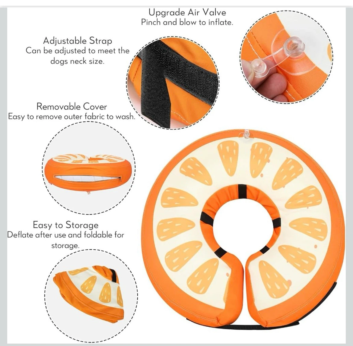Orange Pattern Inflatable Dog Recovery Collar - photo 2