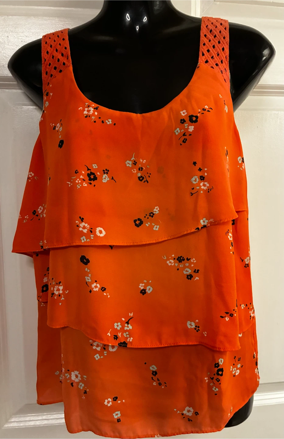 Orange Floral Layered Tank Top