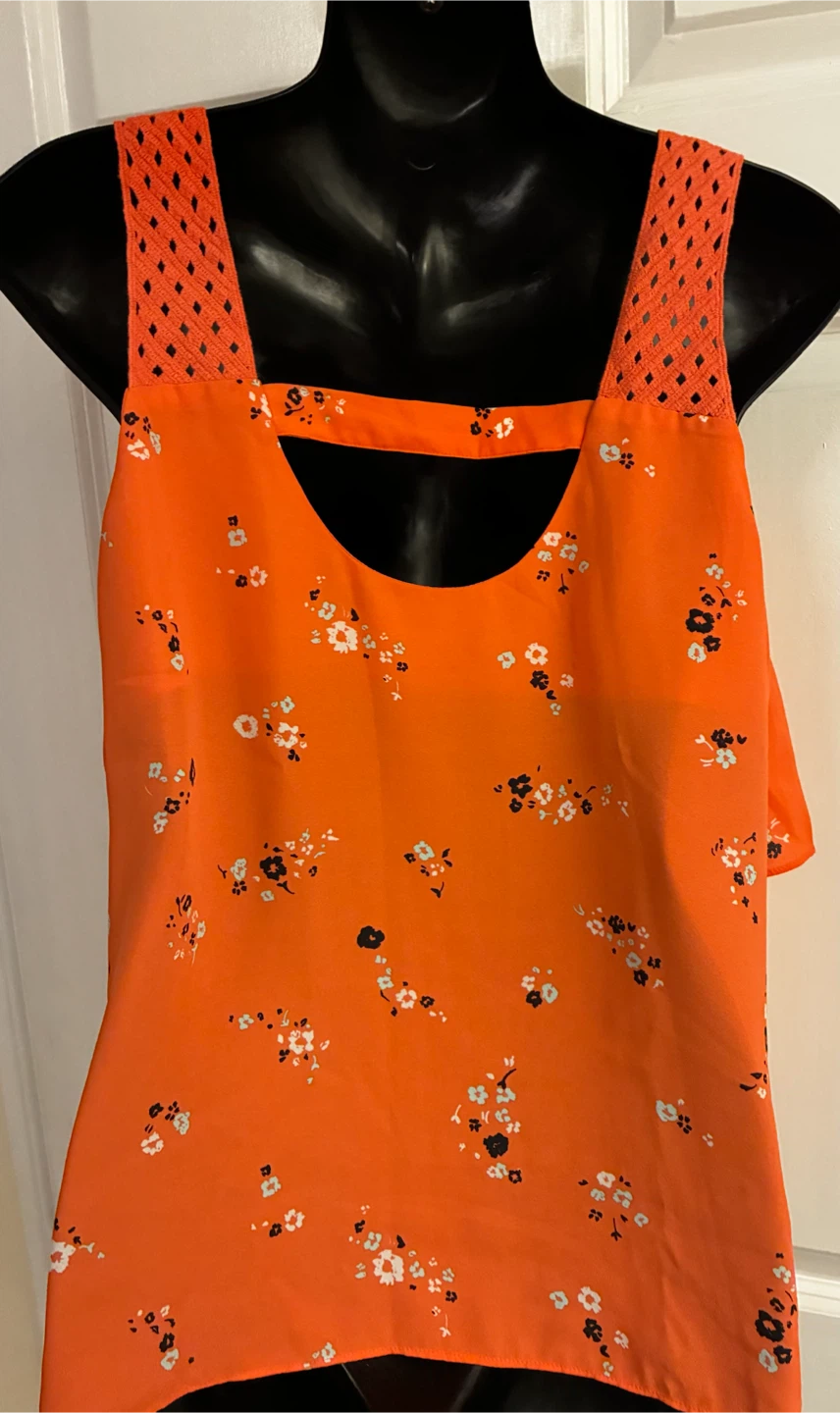 Orange Floral Layered Tank Top - photo 2