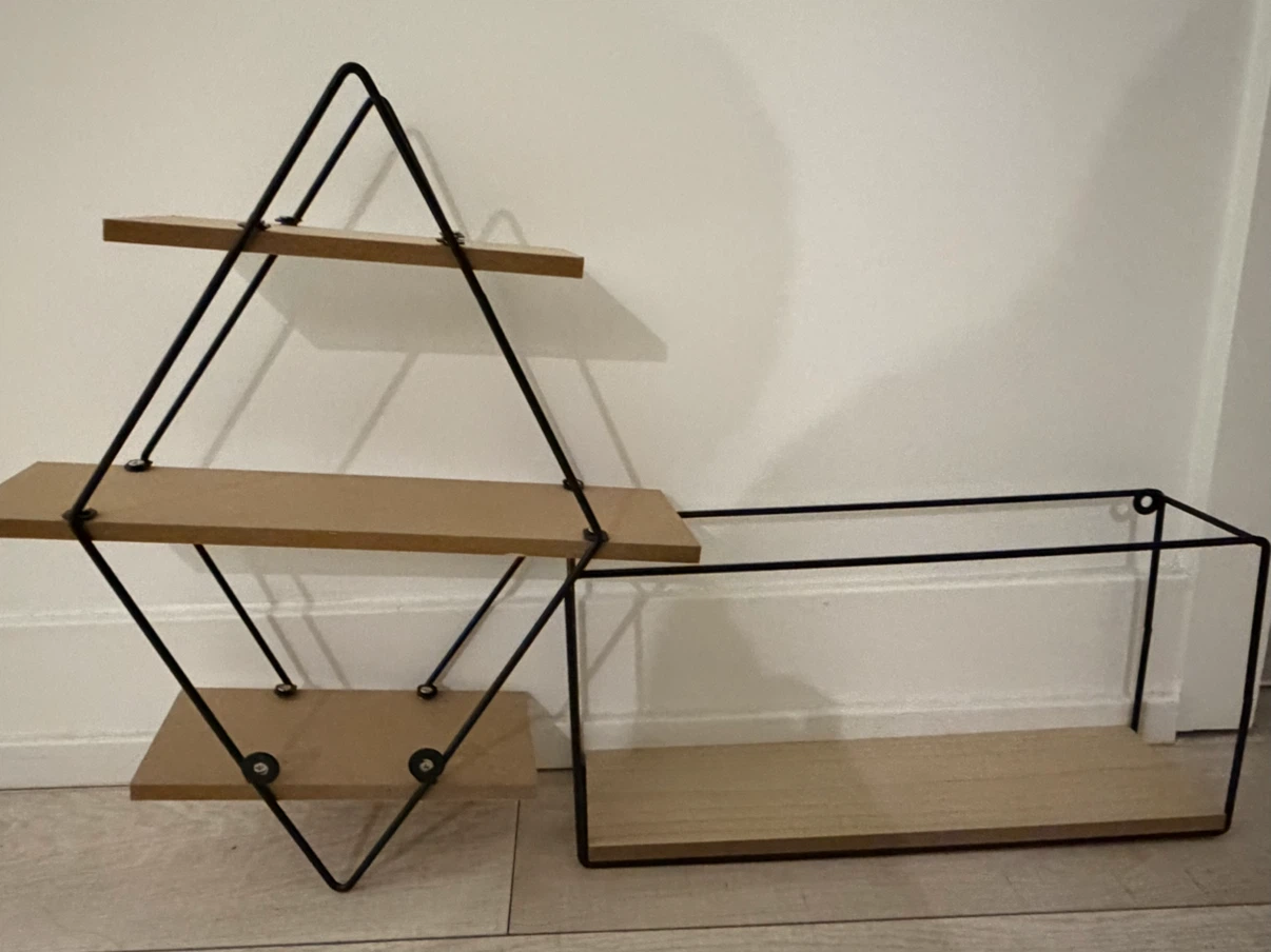 Set of two decorative wall shelves