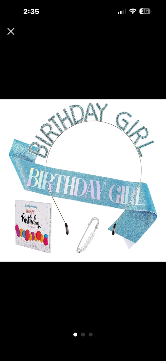Birthday girl sash & tiara, new