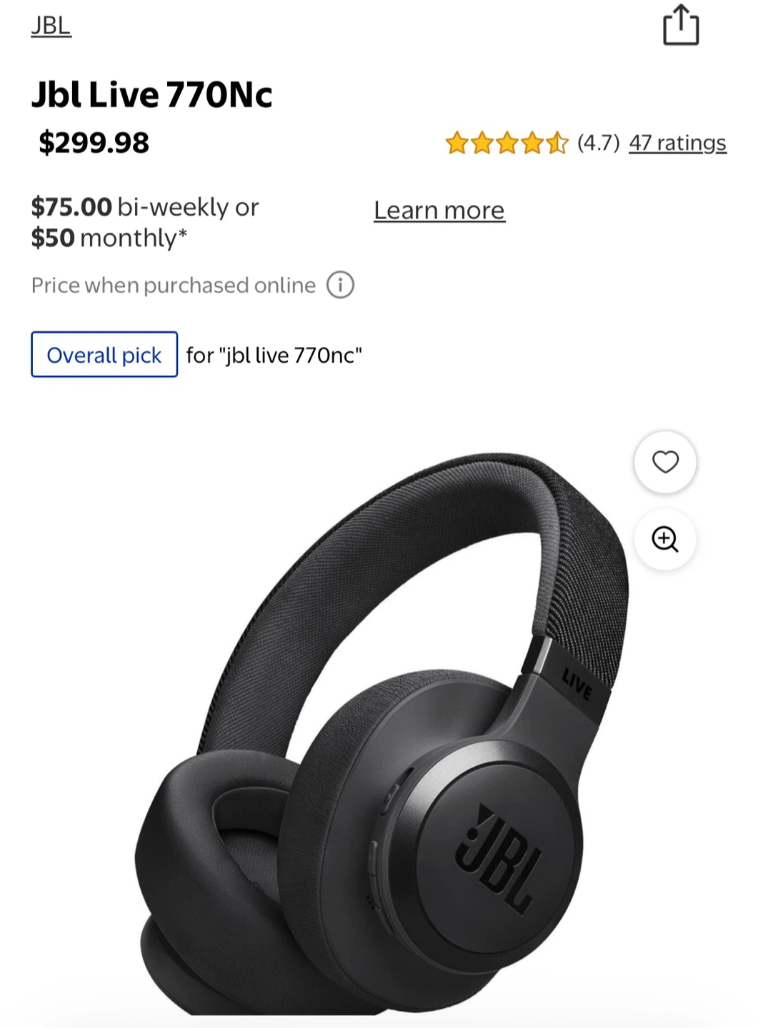 JBL Live 770NC Wireless Noise Cancelling Headphones - photo 5