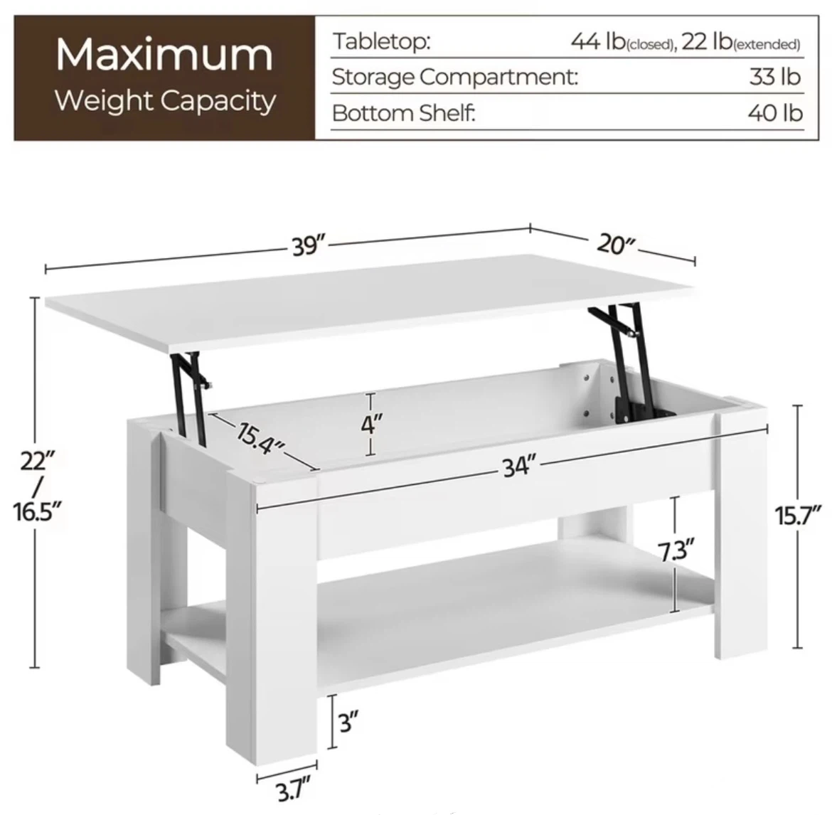 Coffee Table with Lifting Top and Hidden Storage Unit