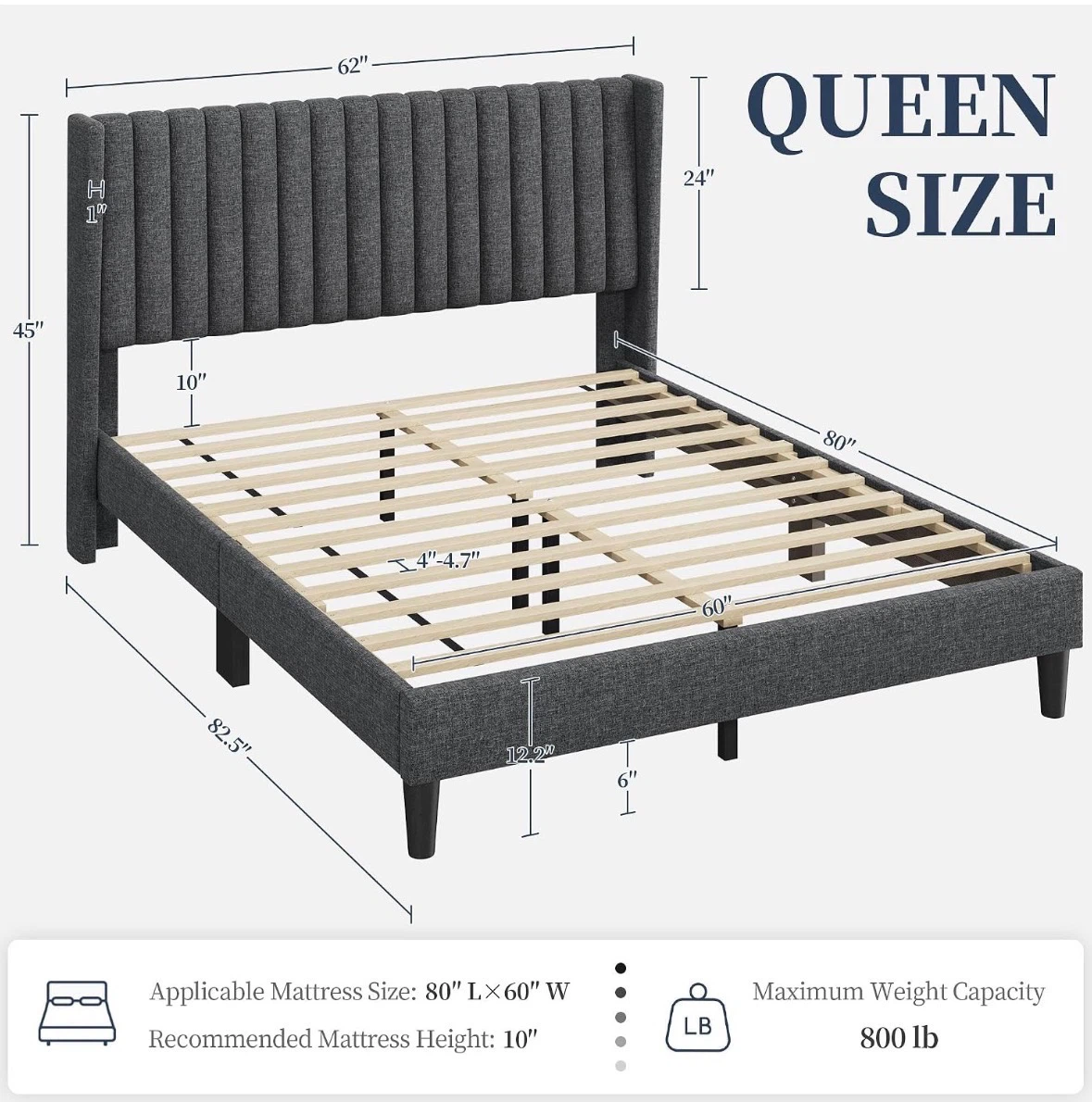 Queen Size Upholstered Bedframe - photo 5