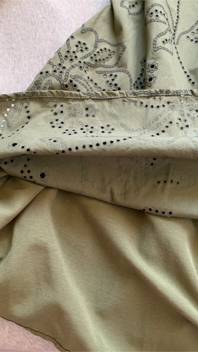 Zara Olive Green Embroidered Eyelet Dress - Size Small - photo 4