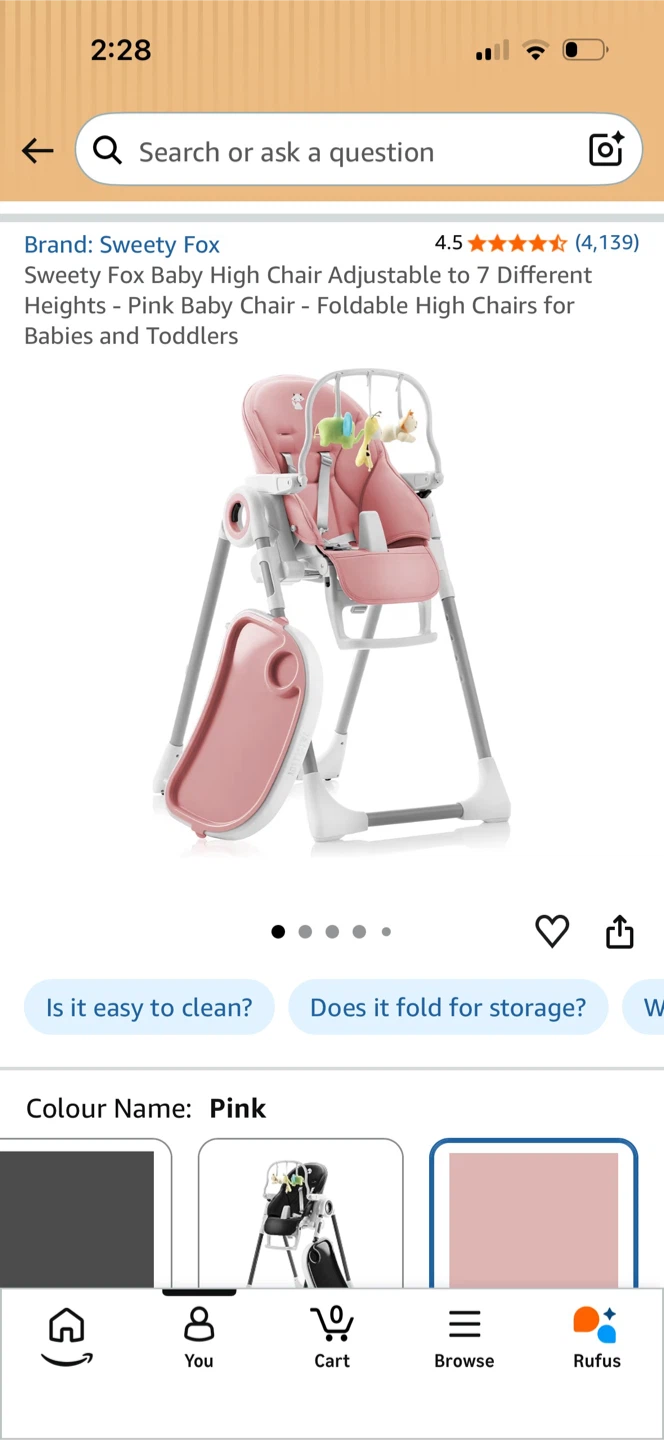 Sweety Fox Adjustable Pink Baby High Chair - photo 4