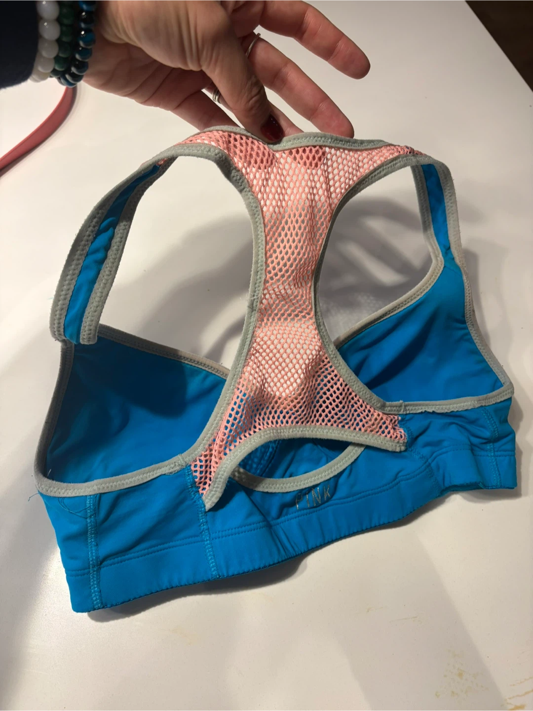 PINK Blue Racerback Sports Bra - photo 2