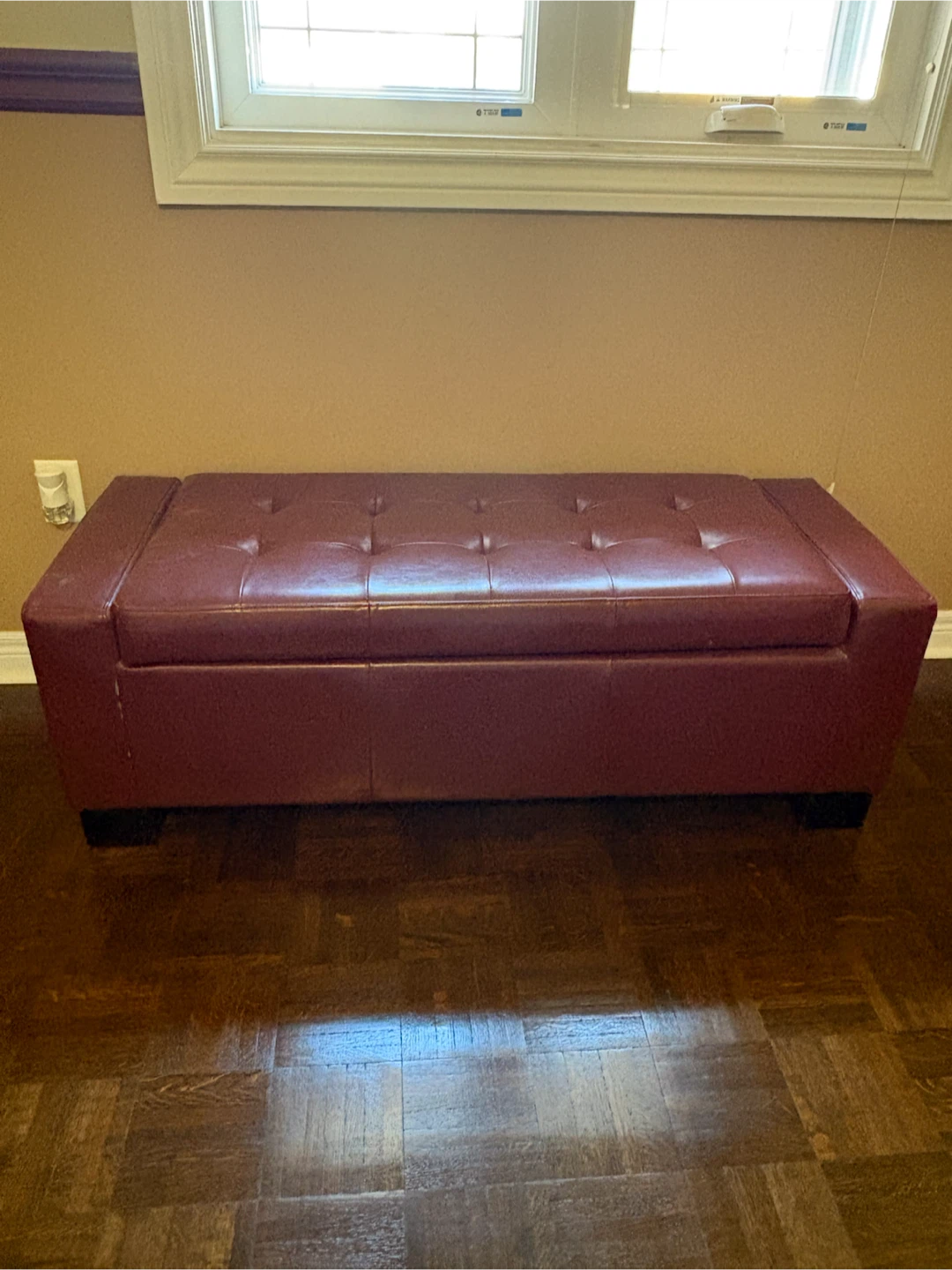 Burgundy/red Storage Ottoman Bench