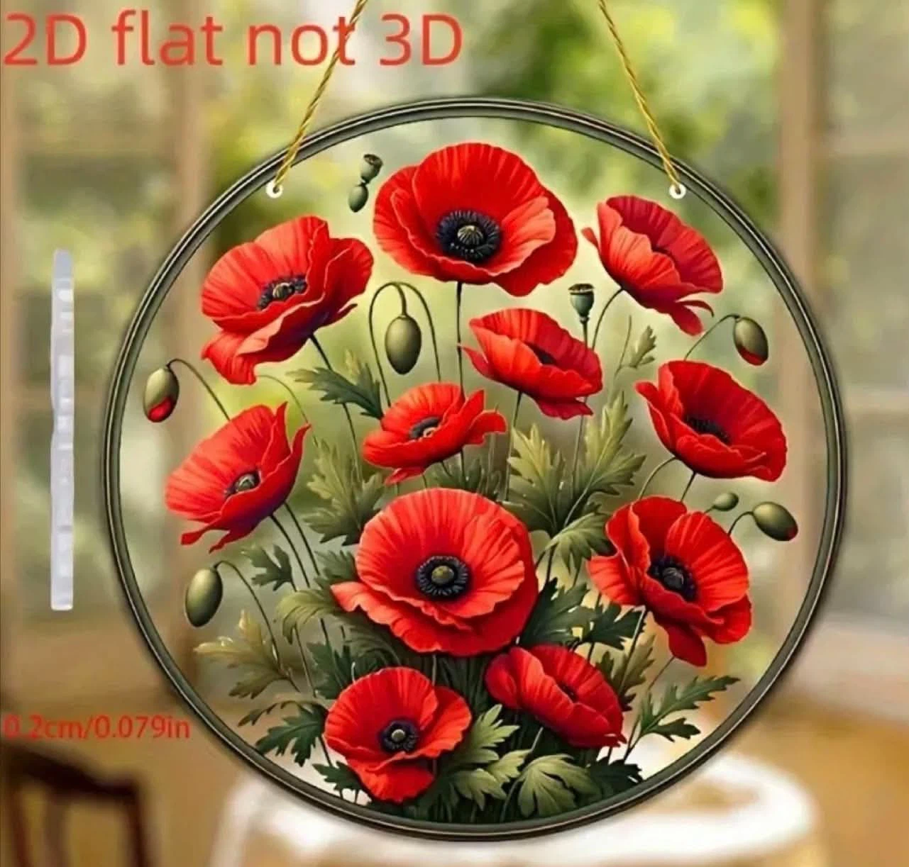 2D acrylic sun catcher, poppies, new